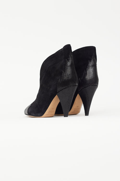 Isabel Marant Black Suede Pointed Toe Ankle Boot