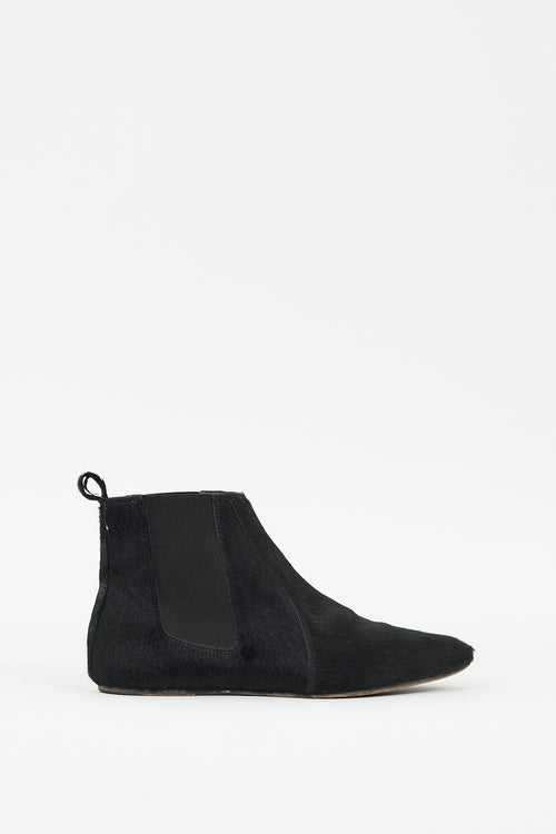 Isabel Marant Black Textured Hair Chelsea Boot