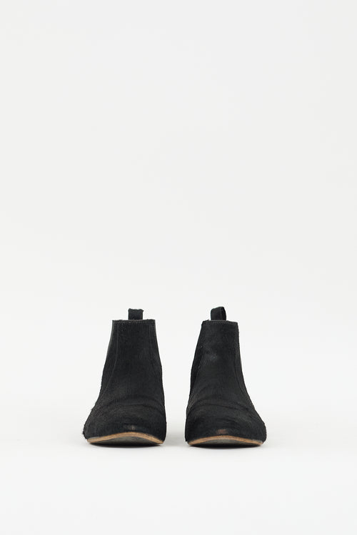 Isabel Marant Black Textured Hair Chelsea Boot