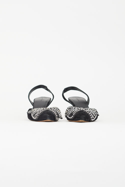 Isabel Marant Black Suede Embellished Bow Slingback Heel