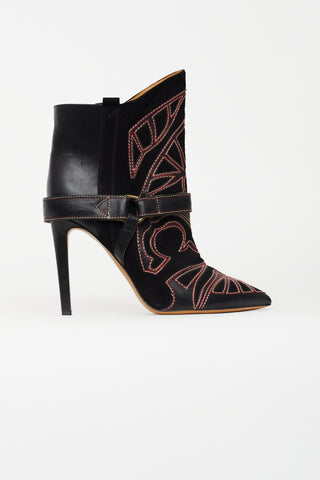 Isabel Marant Black 
Red Suede Blackson Western Boot