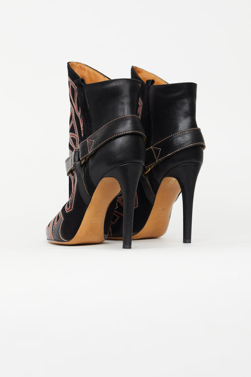 Isabel Marant Black 
Red Suede Blackson Western Boot