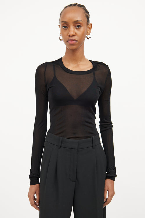 Isabel Marant Black Mesh Long Sleeve Top