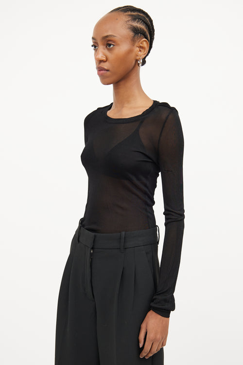 Isabel Marant Black Mesh Long Sleeve Top