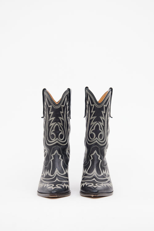 Isabel Marant Black 
White Duerto Cowboy Boot