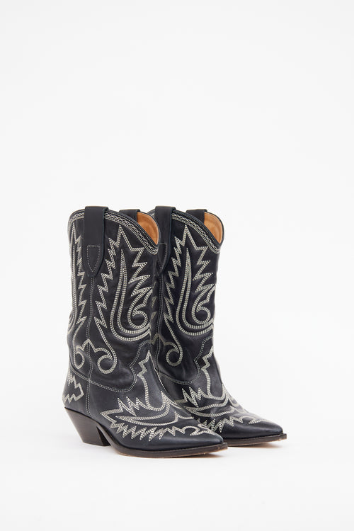 Isabel Marant Black 
White Duerto Cowboy Boot