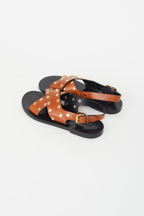 Isabel Marant Brown Leather Jane Studded Sandal