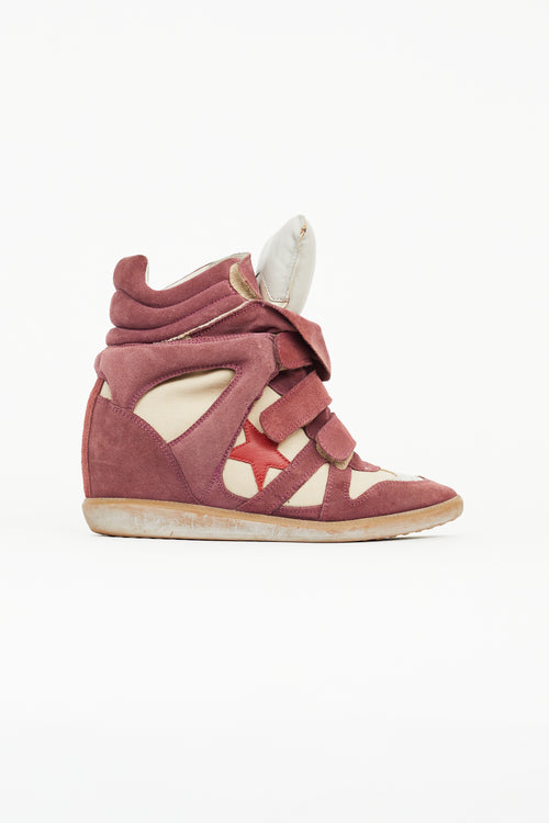 Isabel Marant Burgundy 
Beige Bayley Sneaker Wedge