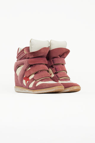 Isabel Marant Burgundy 
Beige Bayley Sneaker Wedge