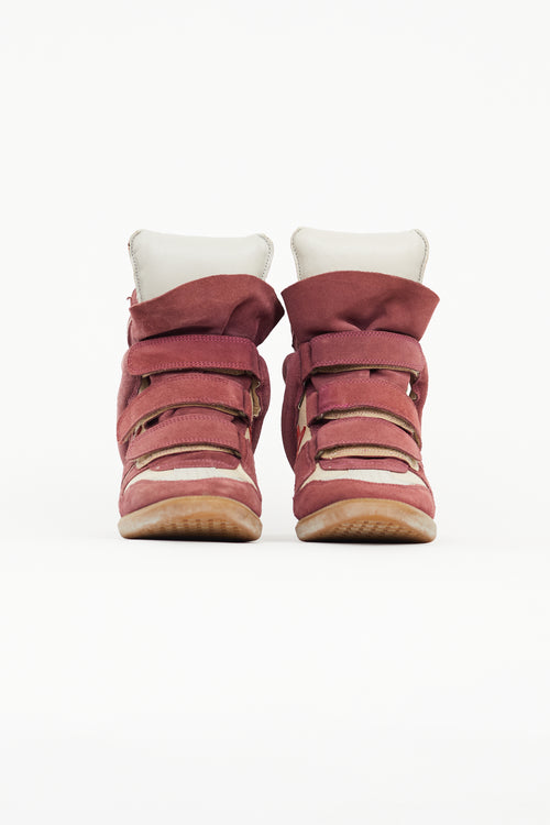 Isabel Marant Burgundy 
Beige Bayley Sneaker Wedge