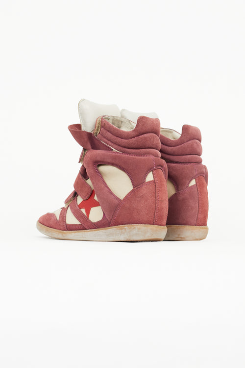 Isabel Marant Burgundy 
Beige Bayley Sneaker Wedge