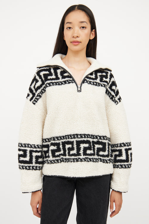 Isabel Marant Étoile Cream 
Black Cropped Fleece Sweater