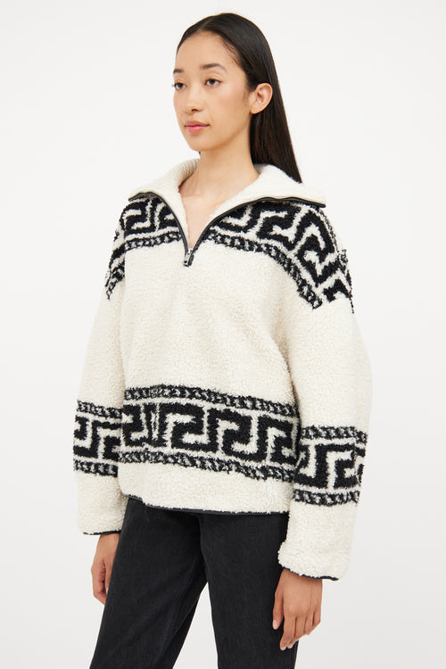 Isabel Marant Étoile Cream 
Black Cropped Fleece Sweater