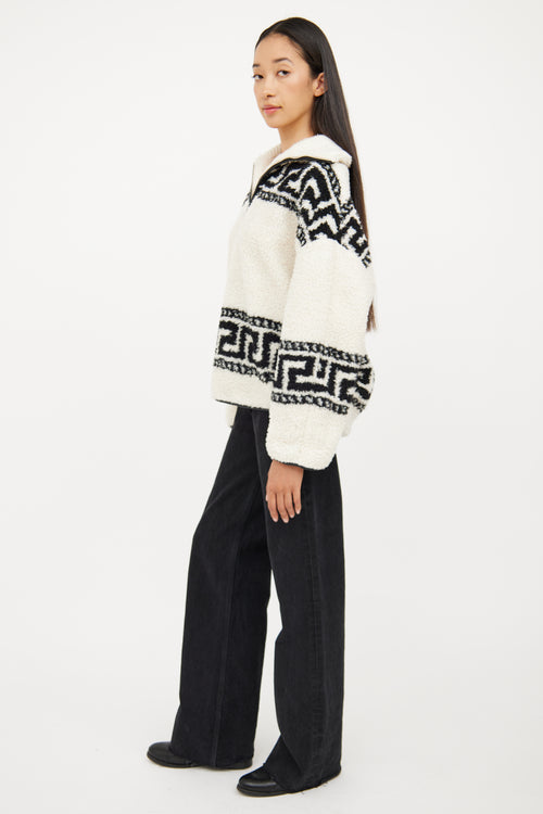 Isabel Marant Étoile Cream 
Black Cropped Fleece Sweater