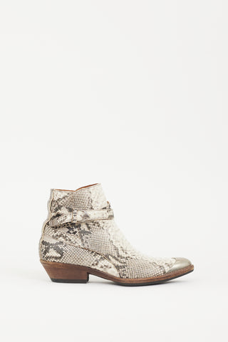 Isabel Marant Cream 
Silver Leather Donee Embossed Boot