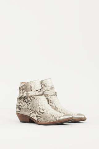 Isabel Marant Cream 
Silver Leather Donee Embossed Boot