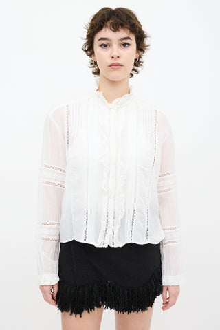 Isabel Marant Etoile White Ruffled Eyelet Shirt