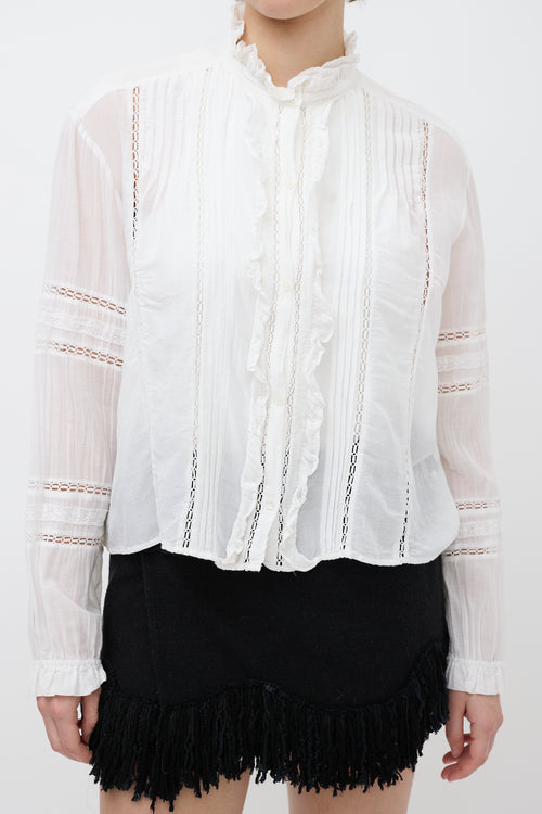 Isabel Marant Etoile White Ruffled Eyelet Shirt