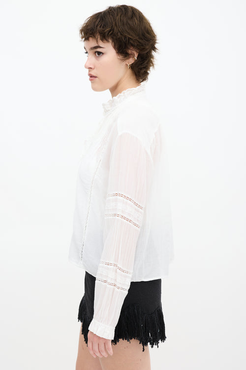 Isabel Marant Etoile White Ruffled Eyelet Shirt