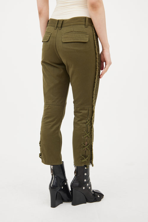 Isabel Marant Green Cropped Lace Up Trouser