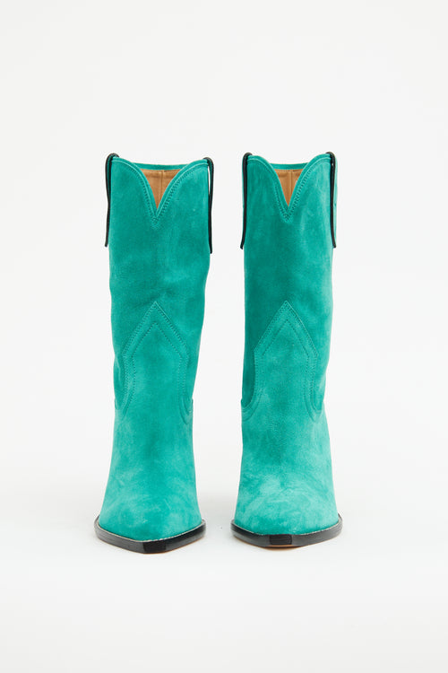 Isabel Marant Green Suede Cowboy Boot