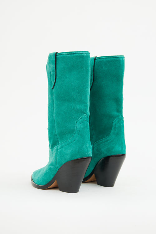 Isabel Marant Green Suede Cowboy Boot