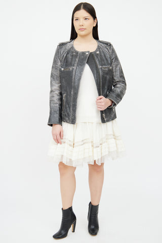 Dark Grey Leather Moto Jacket Isabel Marant Étoile