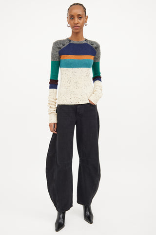 Isabel Marant Cream 
Multi Colour Stripe Wool Sweater