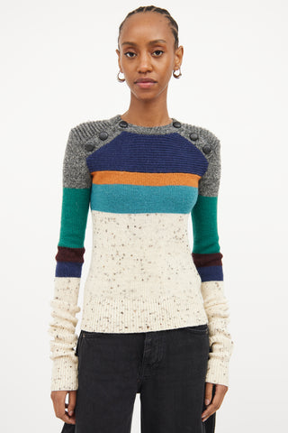 Isabel Marant Cream 
Multi Colour Stripe Wool Sweater