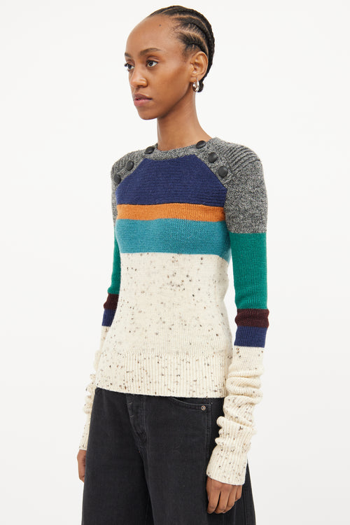 Isabel Marant Cream 
Multi Colour Stripe Wool Sweater