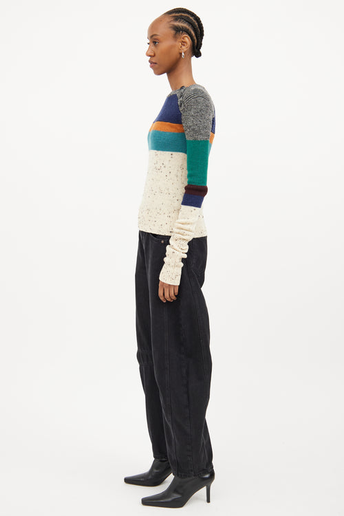 Isabel Marant Cream 
Multi Colour Stripe Wool Sweater