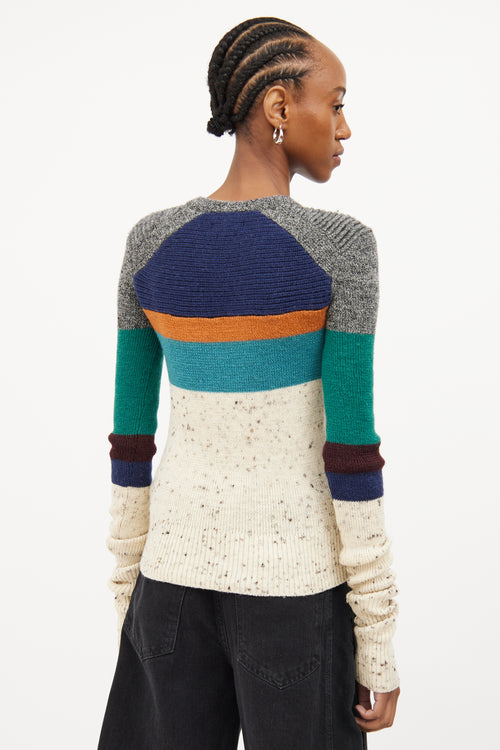 Isabel Marant Cream 
Multi Colour Stripe Wool Sweater