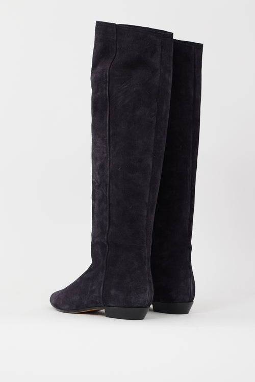 Isabel Marant Navy Suede City Knee High Boot