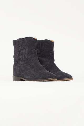 Isabel Marant Navy Suede Ankle Cowboy Boot