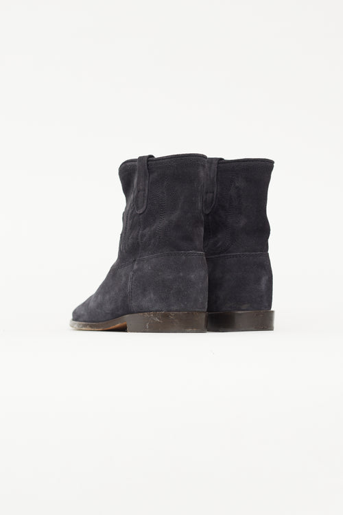 Isabel Marant Navy Suede Ankle Cowboy Boot