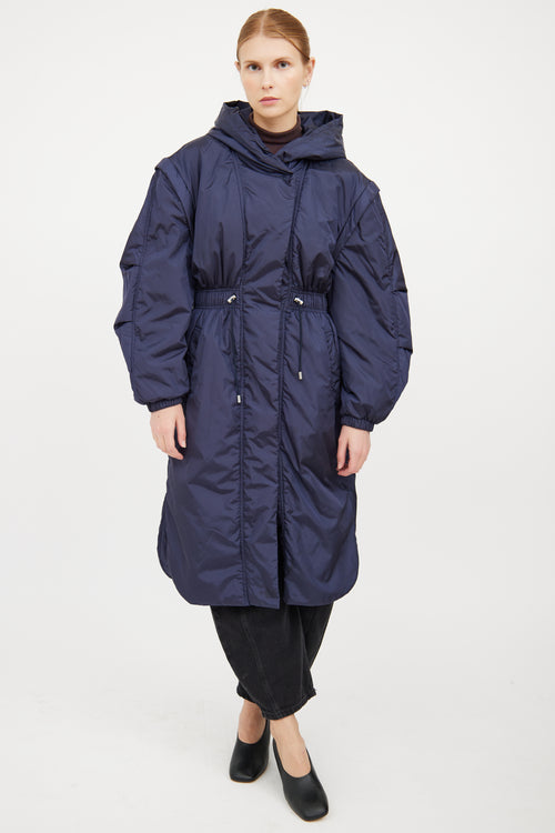 Isabel Marant Navy Nylon Long Dasytano Coat