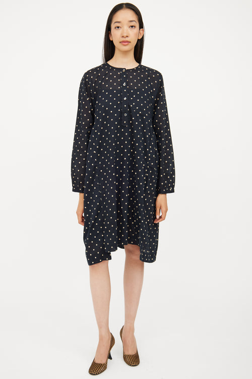 Isabel Marant Étoile Navy 
Cream Cotton Polka Dot Dress