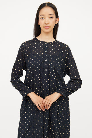 Isabel Marant Étoile Navy 
Cream Cotton Polka Dot Dress