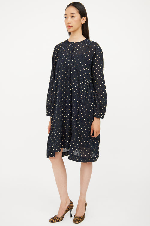 Isabel Marant Étoile Navy 
Cream Cotton Polka Dot Dress