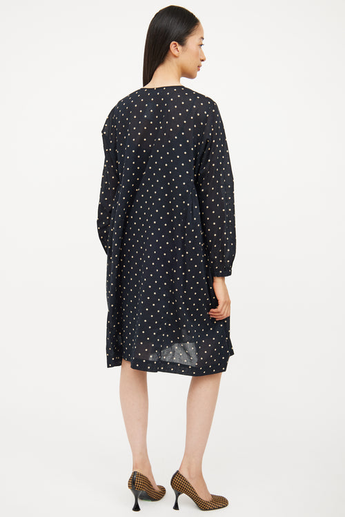 Isabel Marant Étoile Navy 
Cream Cotton Polka Dot Dress