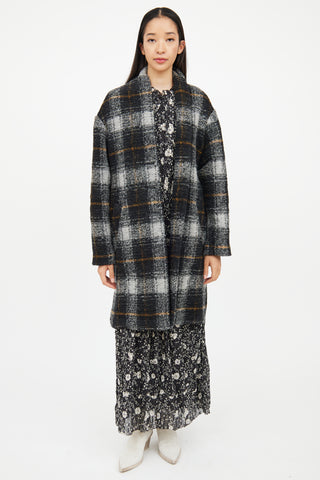 Isabel Marant Étoile Grey Multi Colour Plaid Wool Coat