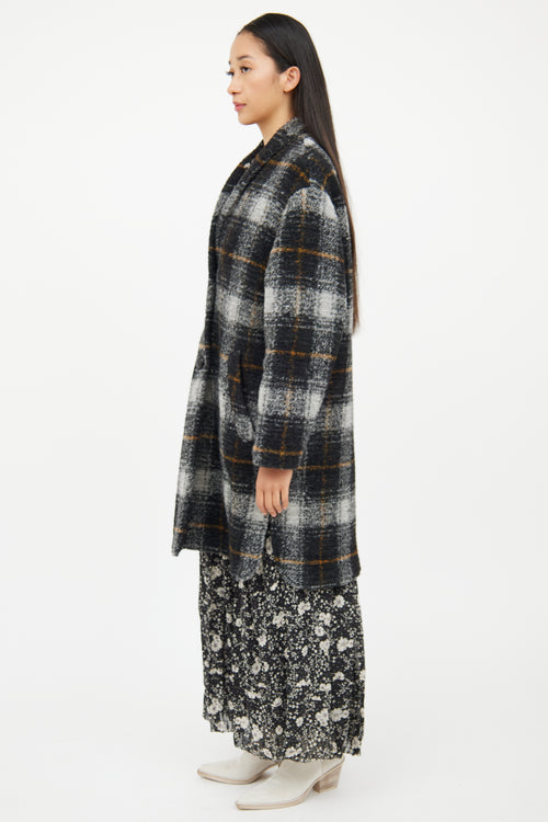 Isabel Marant Étoile Grey Multi Colour Plaid Wool Coat