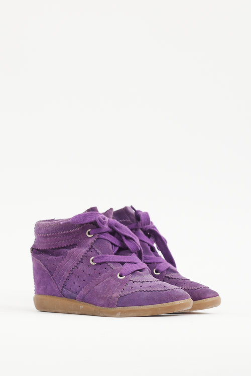 Isabel Marant Purple Suede Bobby Sneaker Wedge