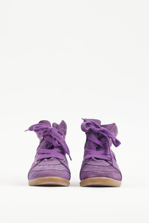 Isabel Marant Purple Suede Bobby Sneaker Wedge