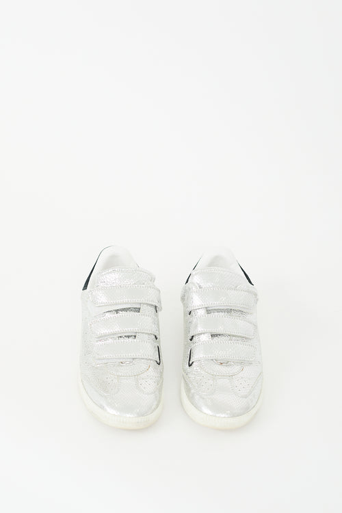 Isabel Marant Silver Textured Leather Beth Sneaker