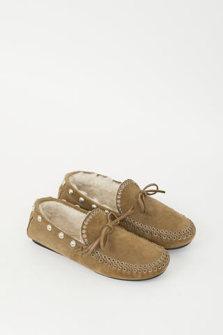 Isabel Marant Taupe Suede 
Shearling Fitza Loafer