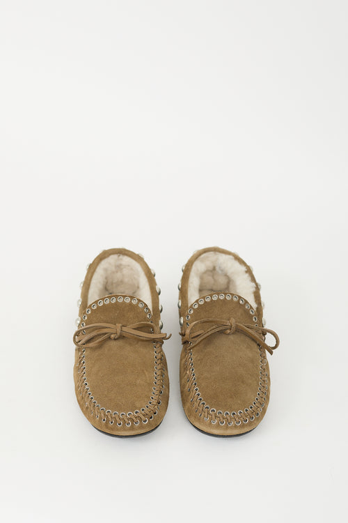 Isabel Marant Taupe Suede 
Shearling Fitza Loafer