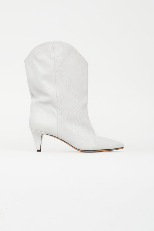 Isabel Marant White Embossed Western Boot