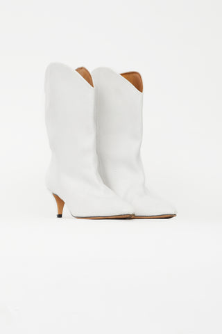 Isabel Marant White Embossed Western Boot