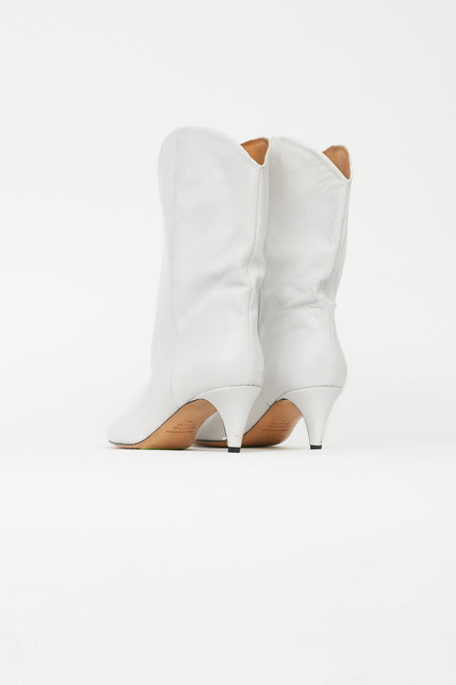 Isabel Marant White Embossed Western Boot